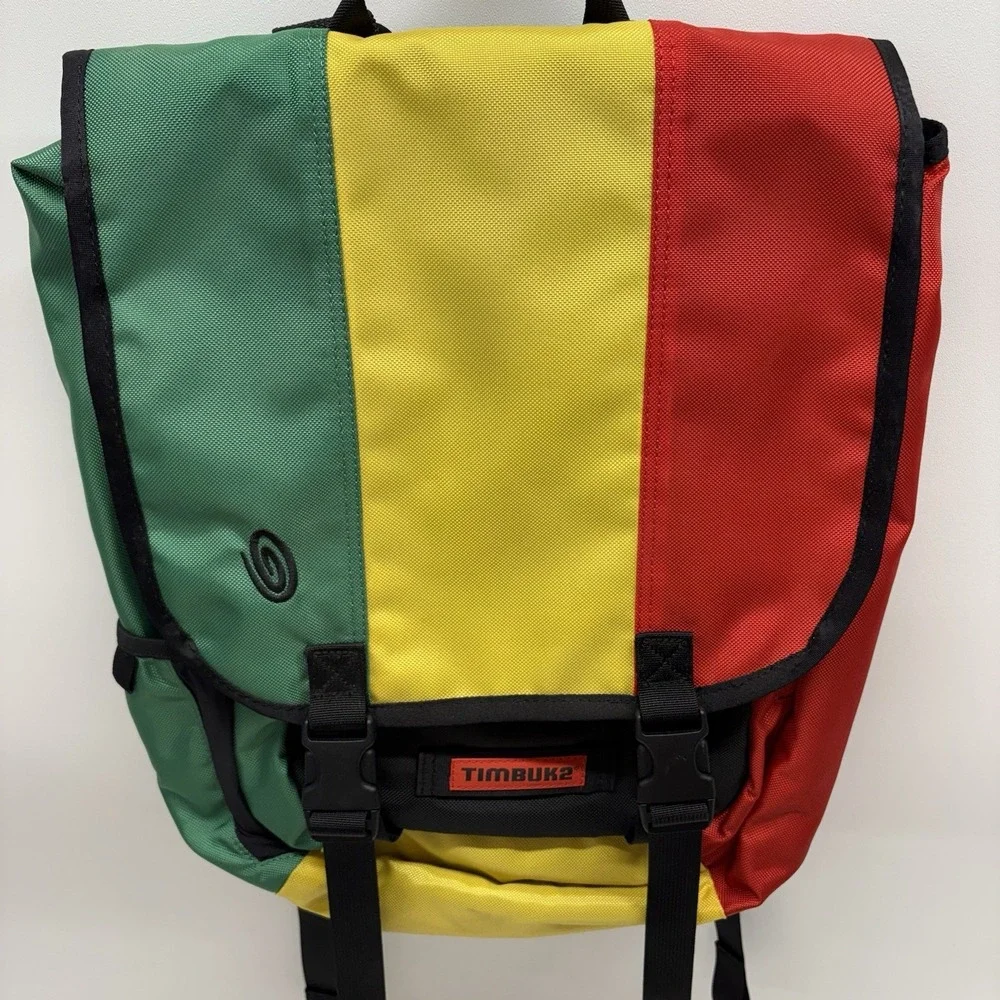 Timbuk2 Rasta Green Yellow Red Laptop Backpack Messenger Style Travel School Bag